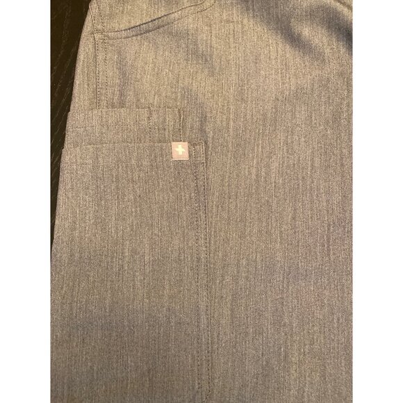 FIGS Light Gray Straight Leg Pants Elastic Waist Drawstring Pockets Size Large - Picture 3 of 6